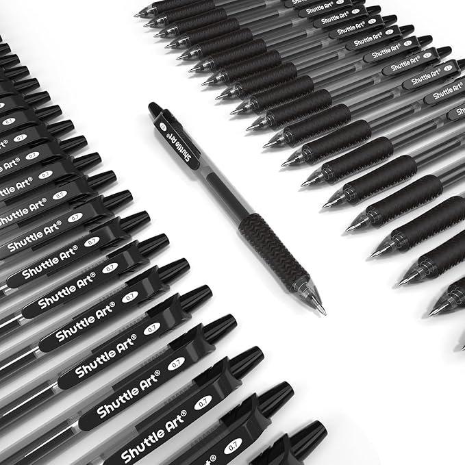 Shuttle Art Black Gel Pens, 36 Pack(18 Gel Pens with 18 Refills) Retractable Medium Point Rollerball Gel Ink Pens Smooth Writing with Comfortable Grip