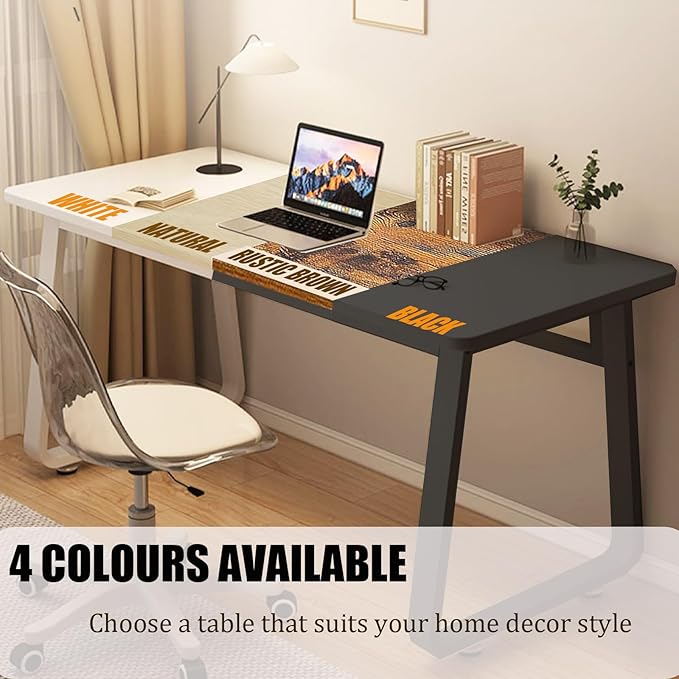 Small Office Computer Desk Writing Desk Waterproof and Scratch-Resistant,Sturdy Study Writing Desk with Wooden Tabletop and Metal Frame for Bedroom