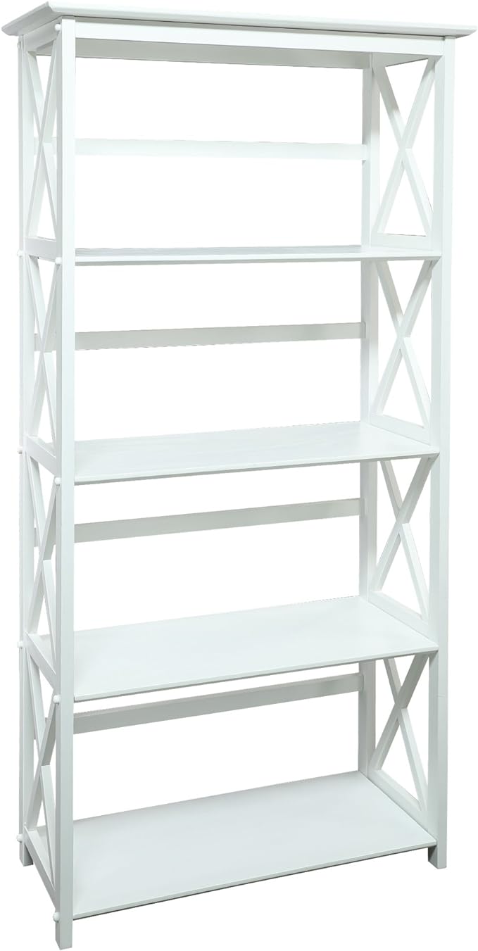 Montego 5-Shelf Bookcase - White