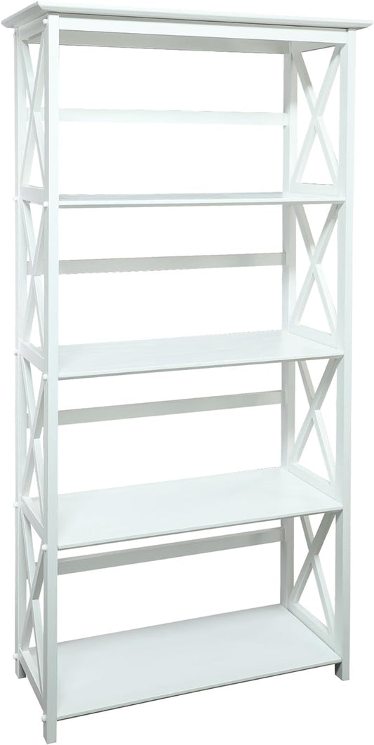 Montego 5-Shelf Bookcase - White