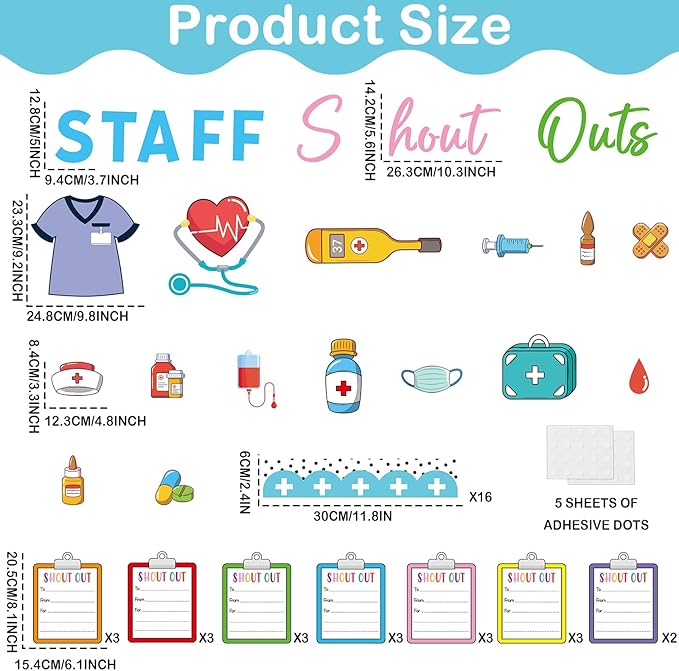 Healthy Staff Shout Outs Bulletin Board Decorations Nurse Staff Shout Outs Bulletin Board Set Appreciation and Recognition DIY Craft Cutouts for Back to School Classroom Healthcare Decor Supplies