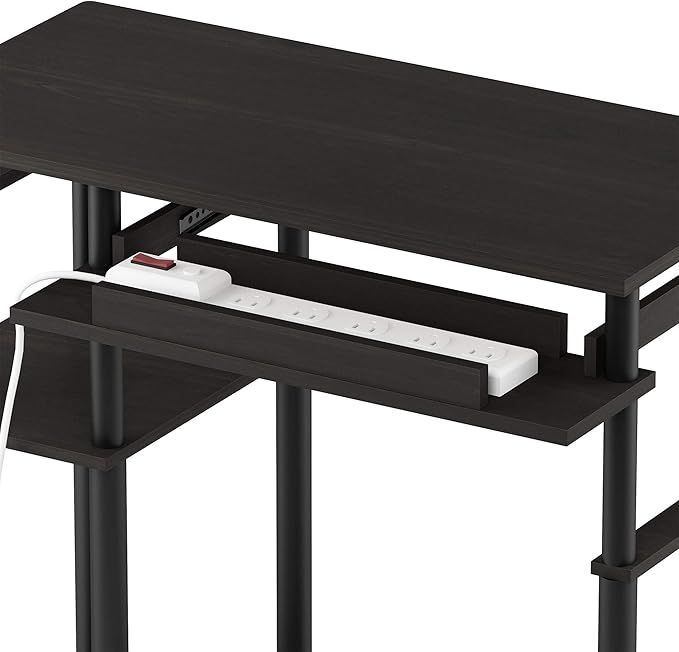 Furinno Abbott Computer Desk with Bookshelf, Espresso/Black