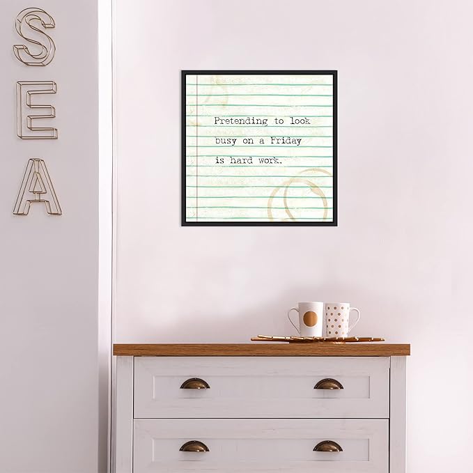 Amanti Art Framed Canvas Wall Art 16x16 Office Snark IV by Studio W, Framed Wall Art Canvas, Typography Artwork, Modern Decor, Small Poster Painting for Living Room, Bedroom, Bathroom, Kitchen,