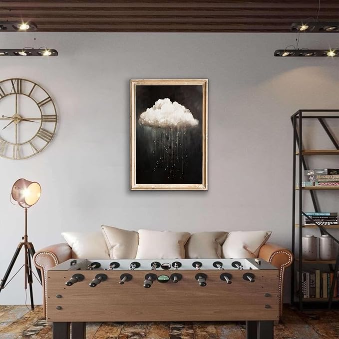 Modern Abstract Canvas Prints Wall Art Vintage Rain Cloud Oil Painting Wall Art White Clouds in The Sky Nature Abstract Minimalist Home Artwork Decoration for Bedroom, Bathroom, Farmhous, Unframed