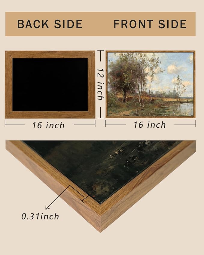 ARPEOTCY Vintage Framed Canvas Wall Art, Bedroom Living Room Country Scenery Paintings Rustic Painting, Canvas Prints Art, Kitchen Farmhouse Retro Wall Decor, 12x16 Inch