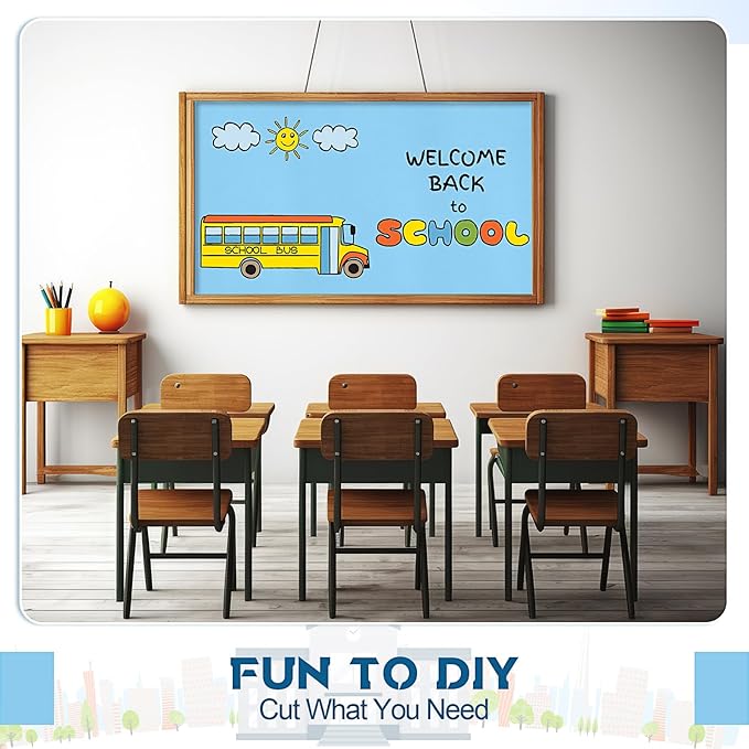 16 in x 40 Ft Fabric Bulletin Board Roll Classroom Non Woven Fabric Background Decorations Waterproof Wrinkle Resistant Bulletin Board for Back to School Wall Decor(Light Blue,Pure)