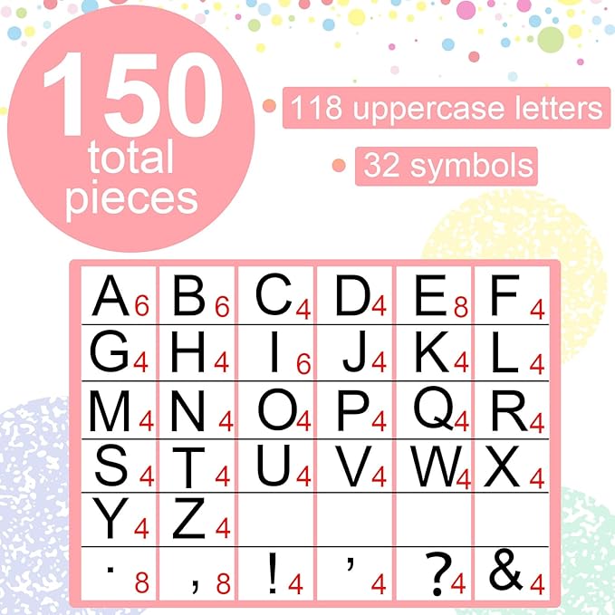 150 PCS Large 6" Bulletin Board Letters Set, Composition Pastel Classroom Alphabet Cutout Letter for Bulletin Board Display Home School, A Great Helper to Inspire Students' Learning Interest