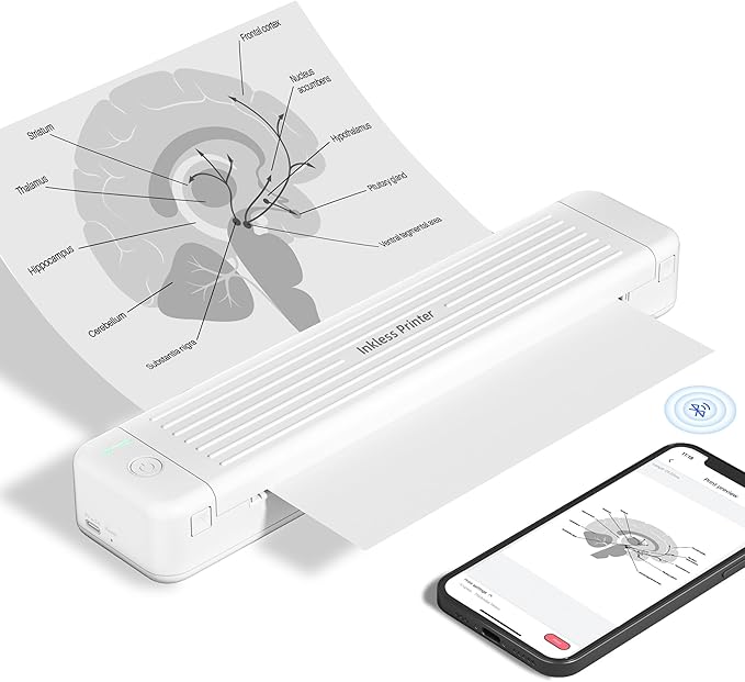 Portable Printers for Travel, P831 Thermal Wireless Printer Compatible with iOS, Android & Laptop, Portable Thermal Printer for Office, Home, School