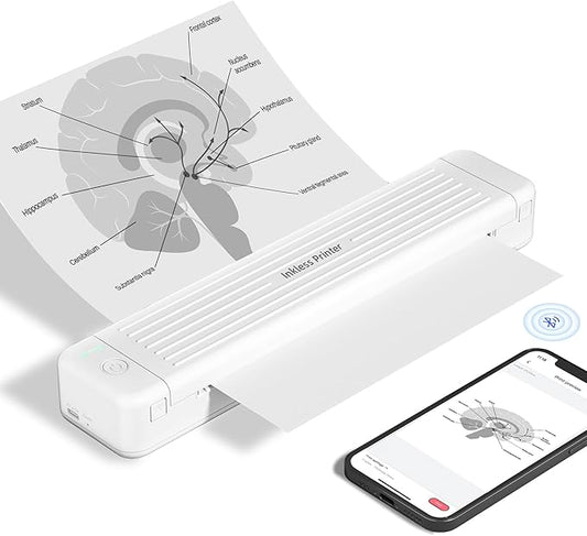 Portable Printers for Travel, P831 Thermal Wireless Printer Compatible with iOS, Android & Laptop, Portable Thermal Printer for Office, Home, School