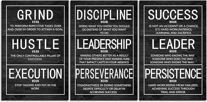 WYJZDZQ8 Motivational Poster Inspirational Canvas Wall Art 3 Pieces Prints Artwork for Living Room Modern Home Decor Inspiring Painting Pictures Stretched and Framed Ready to Hang [48''Wx 24''H]