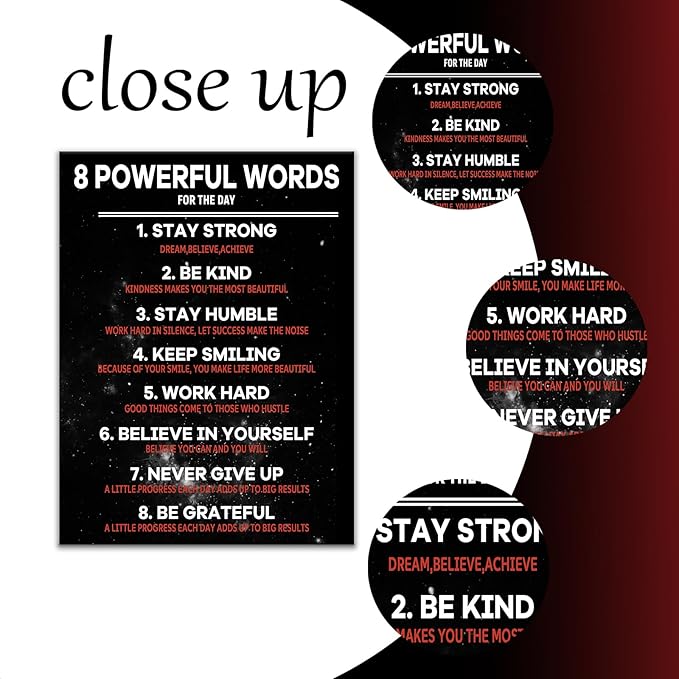 8 Powerful Words Motivational Poster Wall Art for Home Decor Picture Painting Inspirational Quotes Printed on Canvas Artwork for Living Room Office Gym Wall Decoration Ready to Hang [24''Wx36''H]