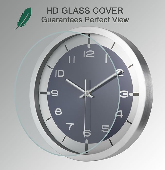 Silent Wall Clock Battery Operated,Modern Metal Wall Clock Decorative for Living Room/Kitchen/Home/Office/School,12 inch