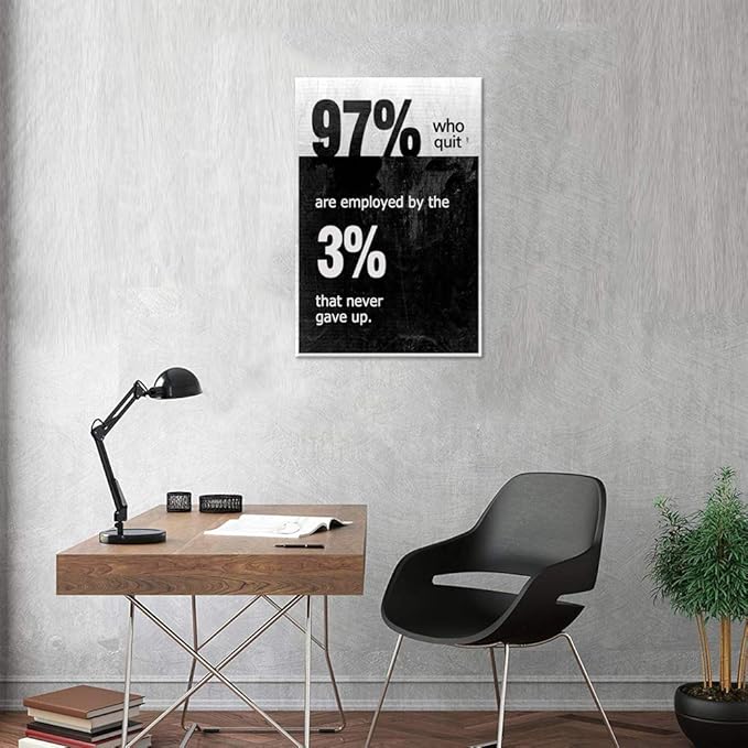Yatsen Bridge Modern Motivational Quote Posters for Office Decor 97% Who Quit are Employed by The 3% That Never Gave up Inspirational Canvas Wall Art Inspiring Artwork Easy to Hang - 24''Wx36''H