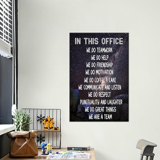 Inspirational Poster Wall Art Motivational Quotes We Do Teamwork Picture Print on Canvas Positive Painting Artwork for Living Room Office Gym Wall Decoration Stretched and Framed [24''Wx36''H]