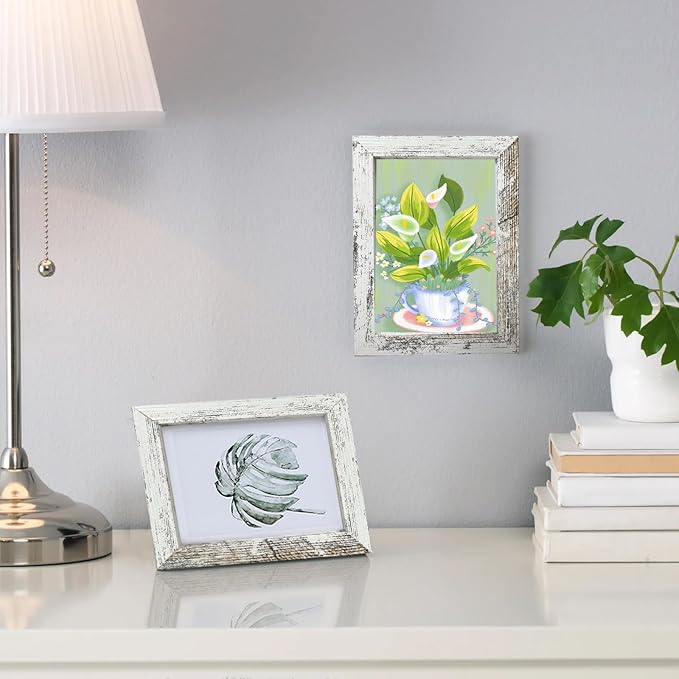12 Pack Picture Frames Collage Wall Decor Gallery Wall Frame Set with Four 8x10,Four 5x7,Four 4x6 Photo Frames,Farmhouse wood Frames for living room Wall Gallery Decor or Tabletop Display,Rustic White