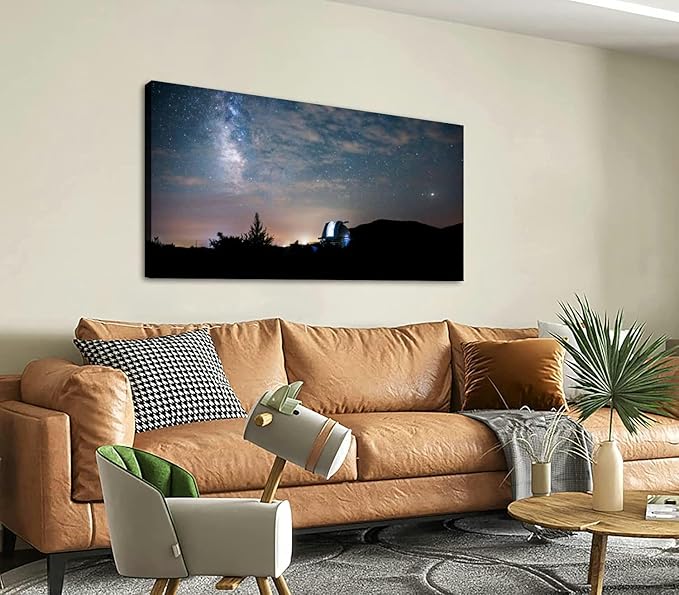 Canvas Wall Art for Living Room Bedroom Open dome a big telescope an observatory the the starry sky Big Large Wall Art Decor Framed Painting Wall Pictures Prints Artwork Office