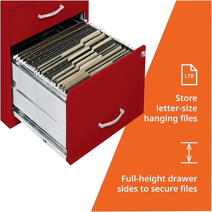 2 Drawer Locking Filing Cabinet | Pre-Assembled Steel Construction | Space-Saving Design is Perfect for Home and Small Office | Letter-Size | Assembled in North America
