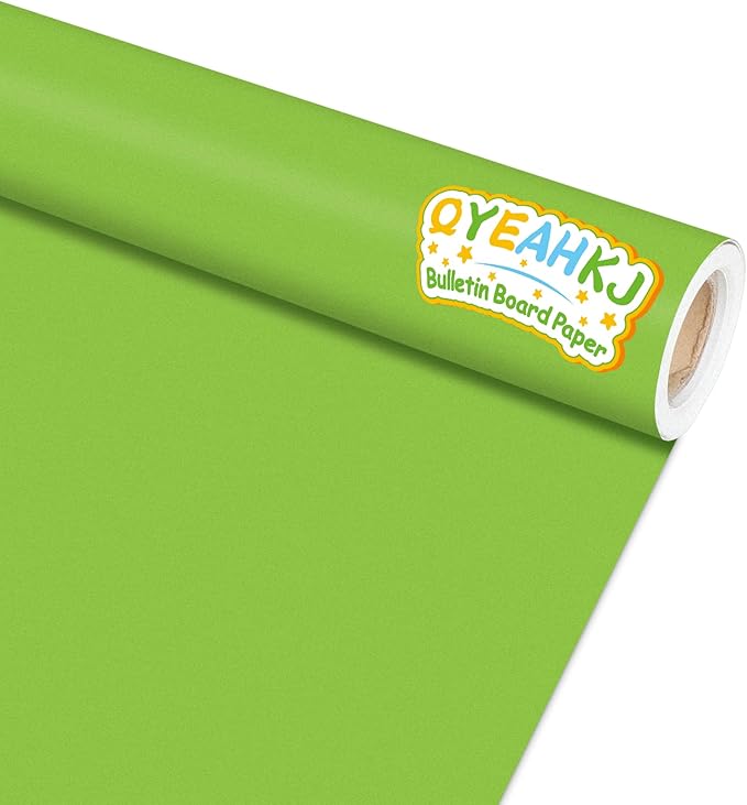 Qyeahkj 17.7in x 20ft Bulletin Board Paper Roll Bulletin Board Background Paper Fade Resistant Classroom Decoration Poster Art Craft Home Wall Education Decor Supplies Lime Green