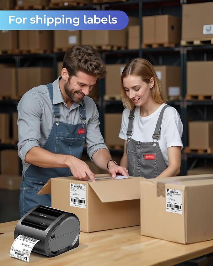 Phomemo Ethernet Thermal Label Printer 4x6, 300DPI Bluetooth Shipping Label Printer for Small Business, Home, Office, with 750 Labels