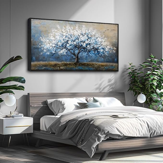 KELIYUAN Large Canvas Wall Decor For Living Room Black Framed Wall Art For Bedroom Wall Painting Abstract Tree Pictures Office Dining Room Decor Art Hotel Room Mural Home Decor Aesthetics 24"X48"