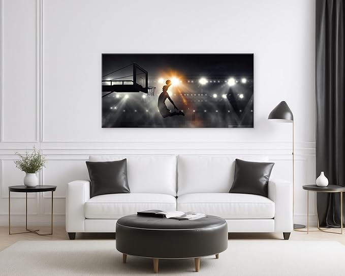 Muolunna BK06675 Basketball Sports Canvas Wall Art Picture 1 Panel Sports Painting Art Prints For Living Room Boys Room Office Wall Decor Artwork