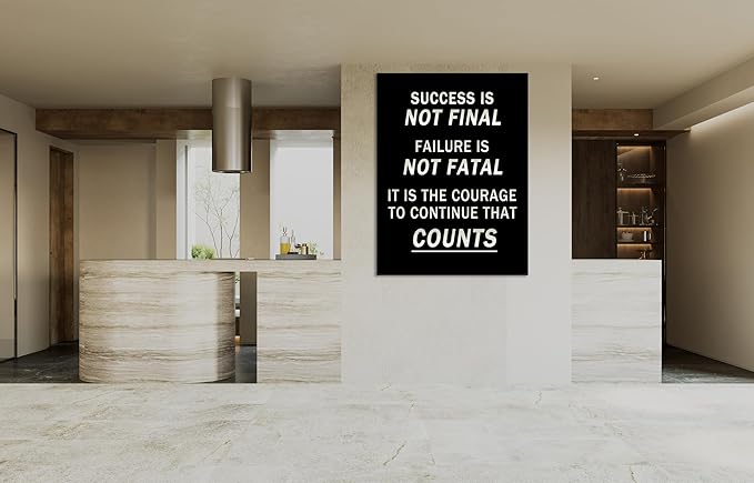 WYJDFART Never Give Up Motivational Wall Art Printed Modern Artwork To Continue That Counts Inspirational Quotes Canvas Poster for Living Room Hallway Office Home Framed Ready to Hang [30" W X 40" H]