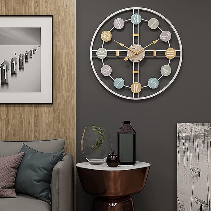 Wall Clock Wall Clock Wall Clock Metal Wall Clock Silent Wall Clock Easy to Read No Ticking Sound Suitable for Living Room Office Wall Clock Modern Clock (A 50 * 50cm)