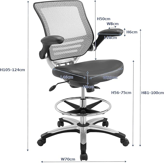 Modway Adjustable Edge Drafting Chair, Gray (EEI-211-GRY)…
