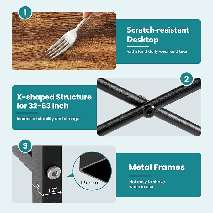 OLIXIS Small Computer Desk for Home Office, 32 Inch Writing Desk for Small Spaces, Study Table with X-Shaped Reinforcement, Sturdy Bedroom Table with Scratch-Resistant Tabletop & Metal Frame, Rust