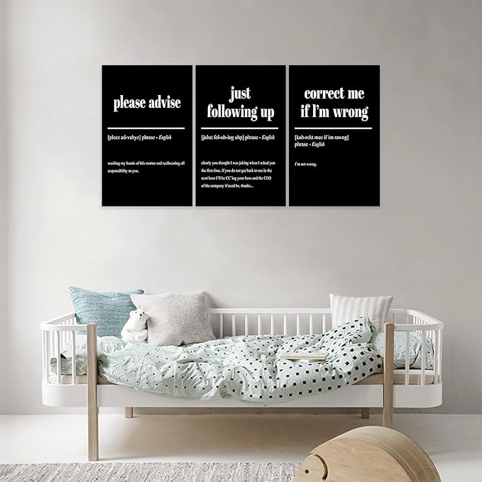 3 Piece Inspirational Canvas Wall Art, Quotes "Please Advise - Just Following up - Correct me if I'm Wrong" Motivational Print Pictures Office Decor, Framed Artwork for Home Wall Decor (72"Wx36" H)