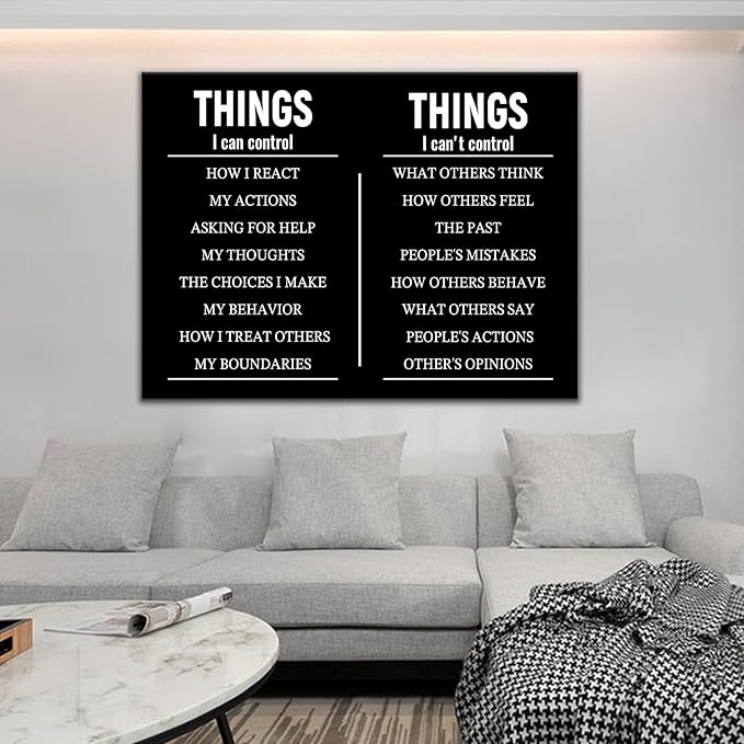 Motivational Quote Office Canvas Wall Art Things I Can Control Poster Decor Inspiring Painting Prints Wall Pictures for Modern Home Living Room Women Room Stretched and Framed [30''W X 40''H]