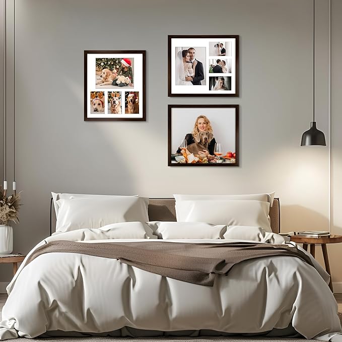Golden State Art 14x16 Dark Brown Wood Picture Frame - White Mat for 8x10 and 4x6 Photos - Real Glass, Sawtooth Hanger, Swivel Tabs - Wall Mounting - Great for Posters, Weddings, and Engagements
