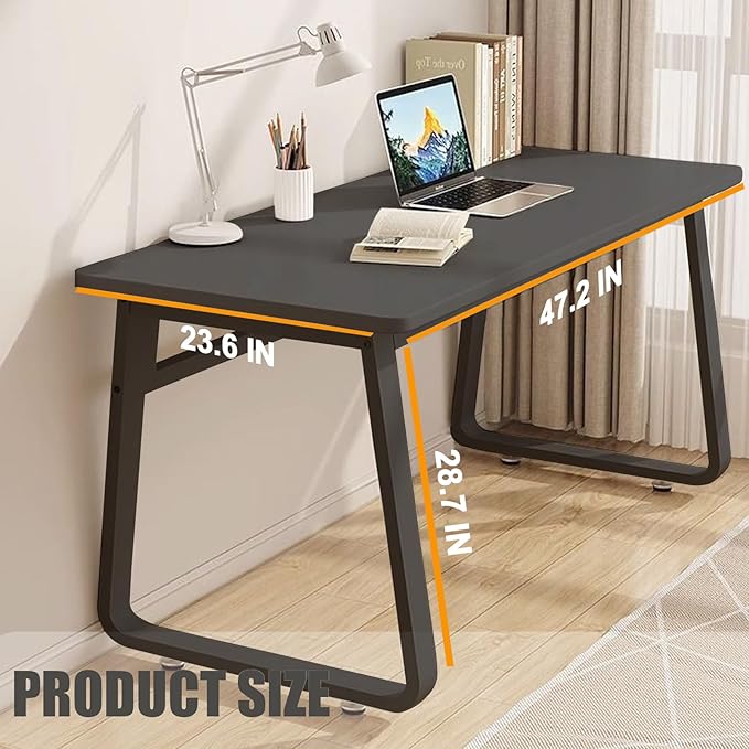 Small Office Computer Desk Writing Desk Waterproof and Scratch-Resistant,Sturdy Study Writing Desk with Wooden Tabletop and Metal Frame for Bedroom
