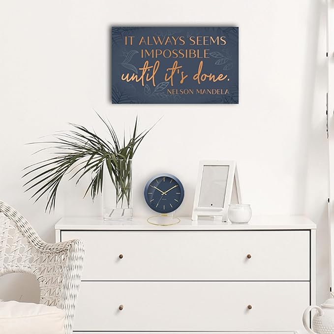 Nelson Mandela Motivational Wall Art – Framed Canvas Poster 10 x 16.5 Inch for Office, Bedroom & Living Room – Inspirational Quote Decor, Mindset & Entrepreneur Wall Art