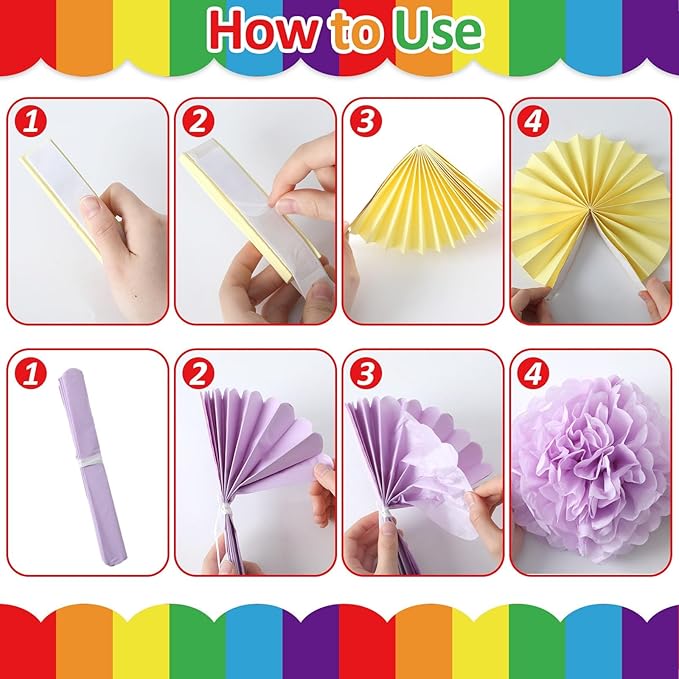 Get Ready for A Colorful Year Bulletin Board Classroom Decorations 3D Colorful Back to School Bulletin Board Set with Tissue Paper Fans Pompoms Art Painting Cutouts for Offices Chalkboard Wall Supplie