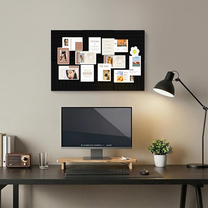 Large Cork Boards for Walls – 36 x 24 Self Adhesive Felt Wall Tiles, Ideal for Office Black Bulletin Board, Easy to Install Pin Board Photo Board Dart Board Wall Protectors