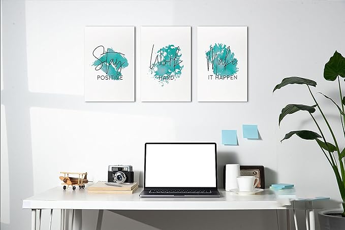 SHMAO Office Canvas Wall Art Motivational Wall Decor, 3 Piece Modern Canvas Print Pictures for Office Wall Decor Women Inspirational Framed Artwork Home Office Decor 12”x18”x3 Panels