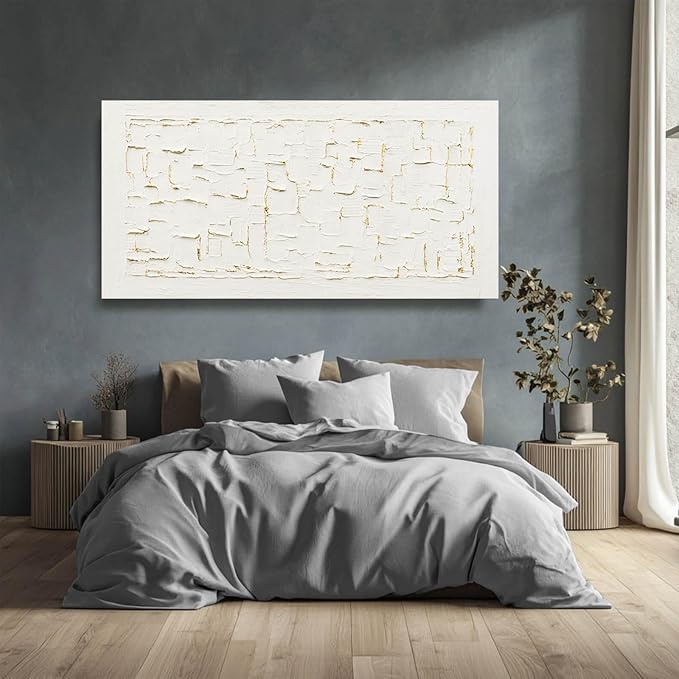 SOUGUAN Neutral Wall Art Modern Wall Decorations Minimalist Canvas Paintings 29"x58" Hand Painted Artwork for Bedroom Kitchen Pictures