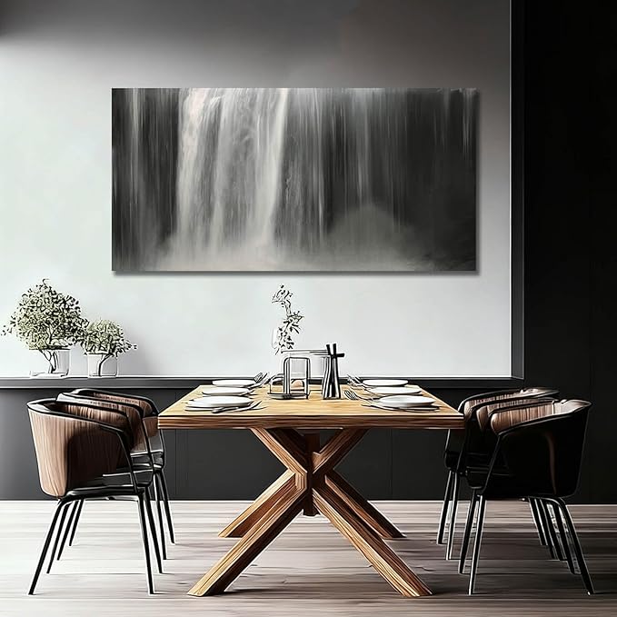 Artexist Black and White Canvas Wall Art Abstract Wall Decor Waterfall Pictures 29"x58" Decorations for Living Room Kitchen Artwork