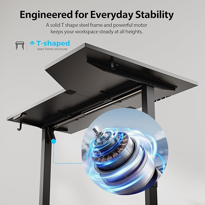 Agilestic Electric Standing Desk, Height Adjustable Desk, 55 x 32 Inch Sit Stand up for Work Office Home, L Shaped Ergonomic Rising Computer Table with Memory Preset, Black