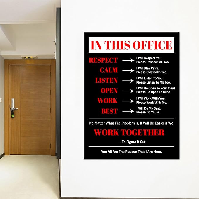 Motivational Office Wall Art Inspirational Canvas Wall Art In This Office Posters Wall Decor Print Entrepreneur Quote Wall Painting Picture Artwork for Bedroom Office Wooden Framed [30''Wx 40''H]