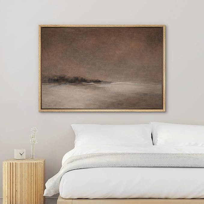 SIGNWIN Framed Canvas Print Wall Art Warm Neutral Misty Horizon Landscape Illustrations Modern Decorative for Living Room, Bedroom, Office - 16"x24" NATURAL