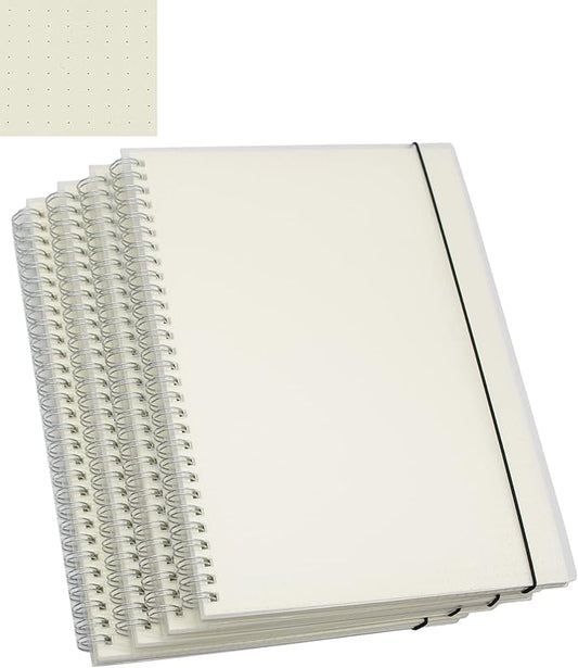 Yansanido Spiral Notebook, 4 Pcs 10.1 Inch x 7.6 Inch B5 Thick Plastic Translucent Frosting Hardcover Dot Paper 80 Sheets -160 Pages Journals for Study and Notes (B5 7.3"X 10"-Dot Grid 4pcs)