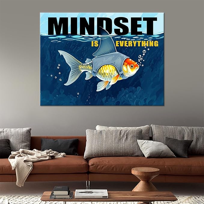 Large Size Inspirational Quotes Mindset is Everything Motivational Poster Print Positive Painting Picture Artwork for Modern Home Living Room Gym Workplace Wall Decor Ready to Hang [40''Wx 30''H]