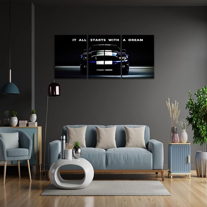 It All Starts with A Dream - Motivational Canvas Wall Art ,Office Inspirational Poster Prints Quotes Wall Decor Gallery-Wrapped Frame Easy Hang-24x36x3PCS