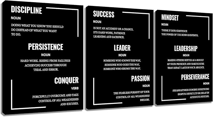 Inspirational Canvas Wall Art 3 Pieces Poster Motivational Entrepreneur Quotes Prints Artwork Home Decor Inspiring Painting Pictures for Bedroom Bathroom Wall Decoration Ready to Hang [36''W x 16''H]