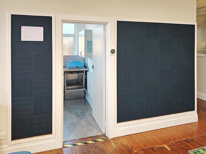 Felt Bulletin Board Tiles | Modern Cork Board Alternative | Large Cork Boards for Walls | Aesthetic Felt Wall Panels for Office & Home Decor | Pinboard & Photo Board (12-Pack) | Prussian Blue