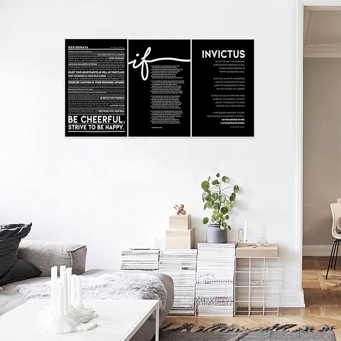 3 Piece Inspirational Wall Art, Black Background Sayings Picture, Quotes Motivational Canvas Prints for Office Decor, Triptych Entrepreneur Painting Framed Artwork for Home Wall Decor (48"Wx24" H)