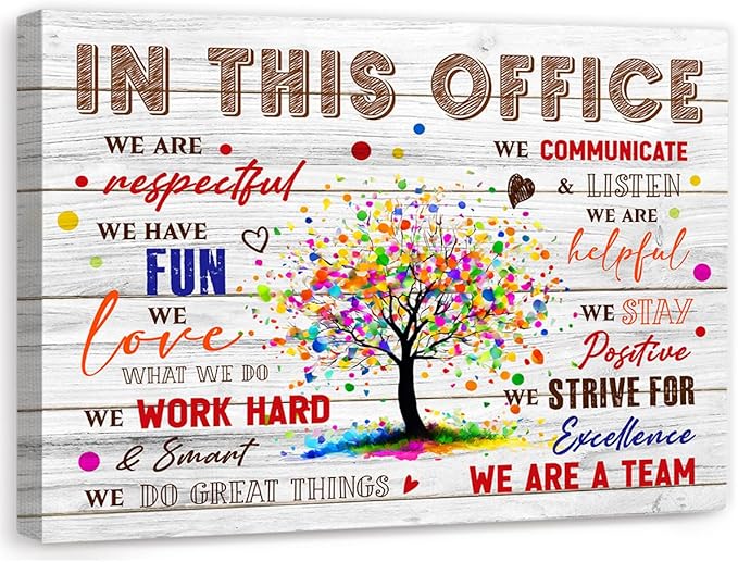 In This Office Wall Decor,Positive Teamwork Quote We Are Team Wall Art Canvas Framed for Home Office Wall Decor 12 x 15 in