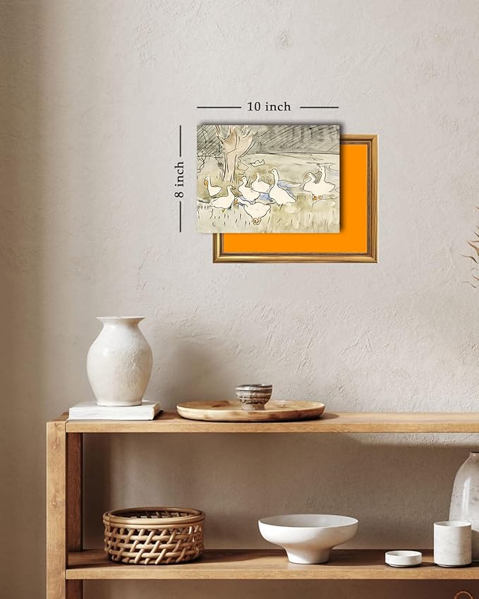 Kizbok Vintage Duck Wall Art Print - Neutral Rustic Watercolor Geese Canvas Oil Painting, Antique Animal Poster for Nursery Wall Decor, Kids Bedroom & Bathroom Decor (8" x 10" - UNFRAMED)